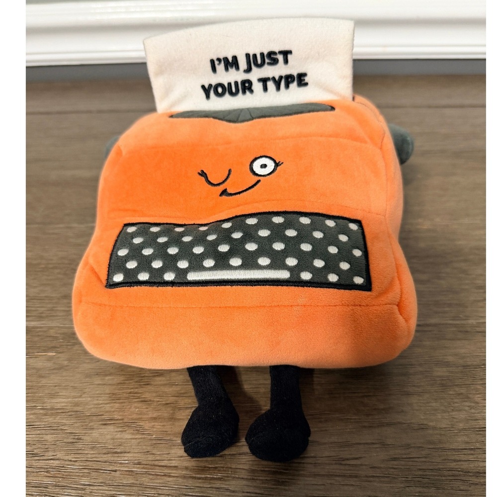 Punchkins Im Just Your Type Orange Typewriter Pun Weighted Plush